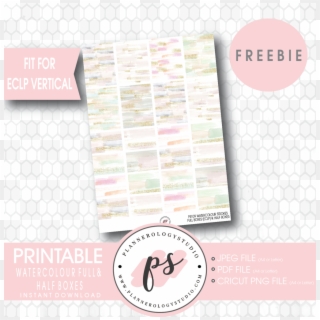 Watercolour Brushstrokes Full & Half Boxes Printable - Png Christmas Stickers Planner, Transparent Png