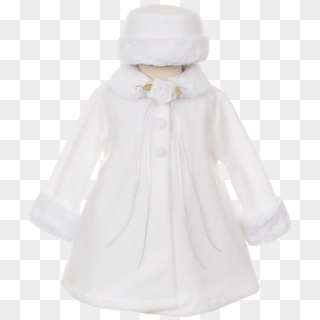 White Fleece & Fur Trim Dress Coat With Matching Fur - Fur Clothing, HD Png Download