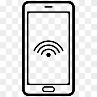 Mobile Phone Outline With Wifi Connection Sign On Screen - Cell Phone Icon Hd, HD Png Download
