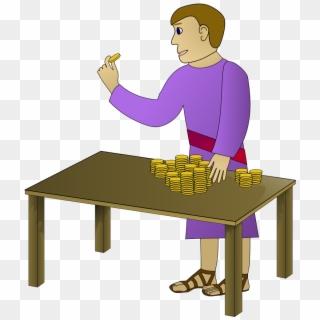 Rich Young Man Counting 01 Png - Man With Gold Coins, Transparent Png