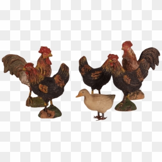 Collection Of Five O & M Hausser Elastolin Chickens - Rooster, HD Png Download
