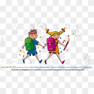 Summer Kindergarten And First Grade Book Camp - Clipart First Day At School, HD Png Download
