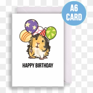 Tricolour Abyssinian Guinea Pig With Balloons Birthday - Happy Birthday Guinea Pig Card, HD Png Download