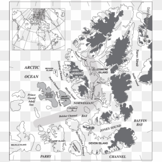Regional Map Of The Queen Elizabeth Islands And The - Queens Elizabeth Island Glaciers On Map 1991, HD Png Download