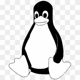 Linux Tux Logo Black And White - Linux Logo White Png, Transparent Png