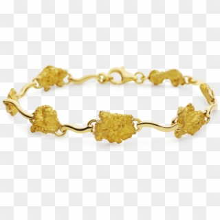 Natural Gold Nuggets Are Connected By Delicately Curling - Bracelet, HD Png Download