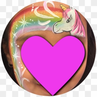 Uploading 1 / 1 Unicorn Rainbow Face Painting Circle - Heart, HD Png Download
