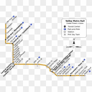 List Of Valley Metro Rail Stations - Valley Metro Rail Map Mesa, HD Png Download