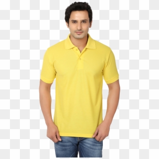 Men Wearing Shirts - Yellow T Shirt Blue Jeans, HD Png Download