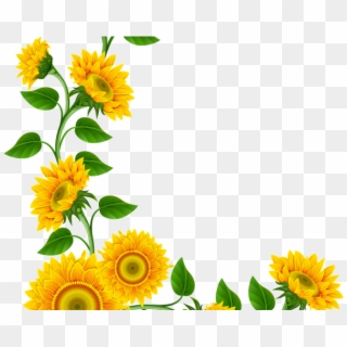 Sunflowers Clipart Marigold - Sunflower Corner Border Png, Transparent Png