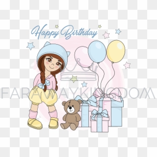 Girl Birthday Holiday Cartoon Vector Illustration Set - Cartoon, HD Png Download