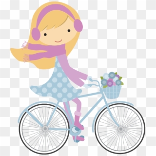 Bicycle Clipart Icon - Desenho De Menina Andando De Bicicleta, HD Png Download