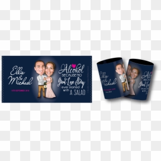A Wedding Caricature Stubby Holder Design - Calligraphy, HD Png Download