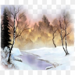 #landscape #background #wallpaper #nature #snow #snowday - Winter Stillness Bob Ross, HD Png Download