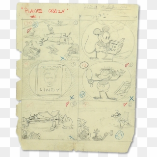 Plane Crazy Storyboard Courtesy Of Comic Wow - Mickey Mouse, HD Png Download