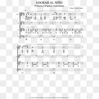 Adorar Al Ni O Score Solo Coro Piano Tutorial - Sheet Music, HD Png Download