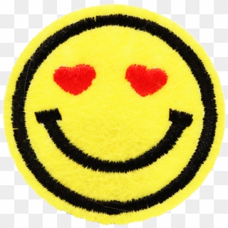 Smiley Face With Heart Shape Eyes Patch - Smiley, HD Png Download