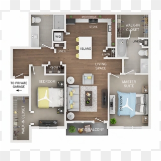 0 For The Two Bedroom, Two Bath Floor Plan - Oakcliff Apartments, HD Png Download