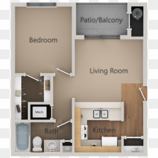 0 For The One Bedroom / One Bath A Floor Plan - California One Bedroom Apartment Floor Plans, HD Png Download