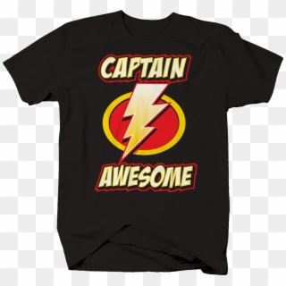 Captain Awesome Hero Savior Lightning Bolt Red Yellow - Active Shirt, HD Png Download