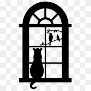 Animal Silhouette Art & Islamic Graphics - Cat In Window Silhouette, HD Png Download