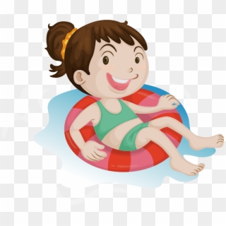 Cartoon Swimming Illustration - Cartoon Little Girl Swimming, HD Png Download