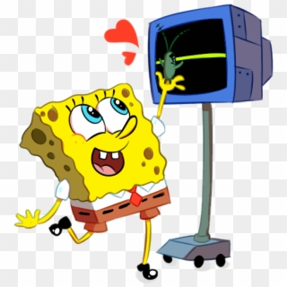 “plankton Just Needed A Little Boost To Hug His Computer - Cartoon, HD Png Download
