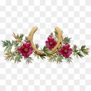 Horse Shoe, Lucky, Peony, Flowers - Herradura Con Flores Png, Transparent Png
