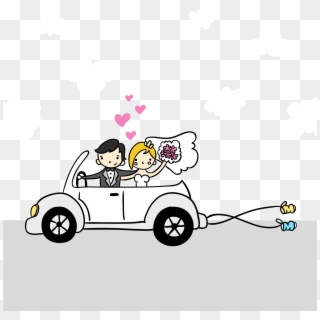 Couple Vector Marriage Cartoon Illustration Free Clipart - Car Wedding Cartoon Png, Transparent Png
