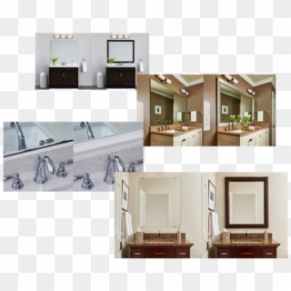 Collage Bathroom Mirrors Using Mirrormate Frames - Interior Design, HD Png Download