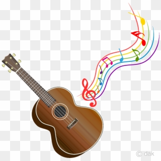 Guitar Ukulele And Colorful Music Note Clipart Free - Cute Ukulele Clip Art, HD Png Download