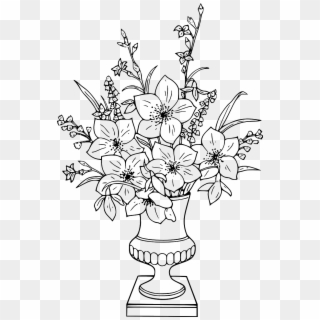 Flower Vase Coloring Pages, HD Png Download
