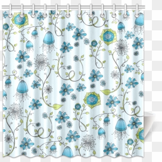 Clip Art Blue Flowers X Zandiepants - Blue Flower Shower Stall Curtain, HD Png Download