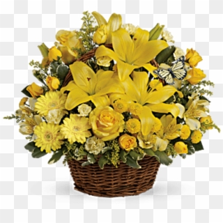 Basket Full Of Wishes - Flower Arrangement In Wicker, HD Png Download