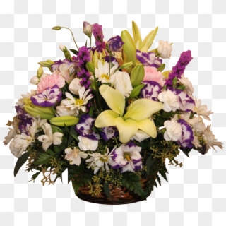 Wicker Basket Mixed Flower Small - Bouquet, HD Png Download