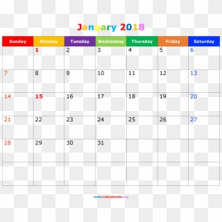 January 2018 Printable Calendar Cute, HD Png Download