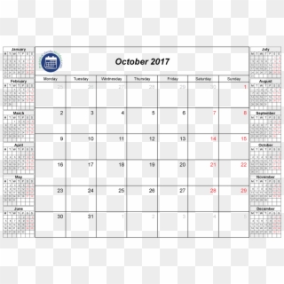 Clip Art October - 2017 Calendar Of The Month October, HD Png Download