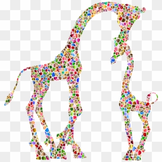 Party Supply,animal Figure,giraffe - Baby And Mommy Giraffe Sillouette, HD Png Download