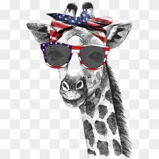Patriotic Giraffe Graphic Tee - Hipster Giraffe, HD Png Download