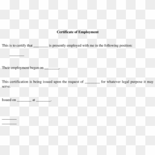Employment Certificate - Certificate Of Employment Currently Employed, HD Png Download