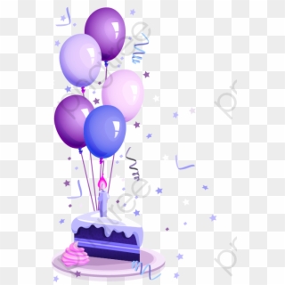 Birthday Cake Clipart Purple - Birthday Cake And Balloon Png, Transparent Png