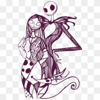 Jack Drawing Tim Burton Coloring Page Of Sally - Jack Skellington And Sally Drawing, HD Png Download