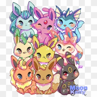 #eeveelutions #cute #kawaii #adorable #stack #veporeon - Kawaii Cute Pokemon Drawings, HD Png Download