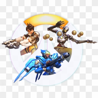 Overwatch Logo With Characters Hanging On It - Overwatch No Background Characters, HD Png Download