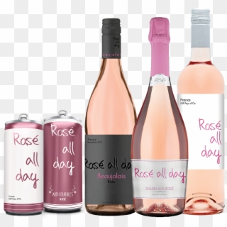 Transparent Wine Bottle And Glass Png - Rose All Day Wine, Png Download