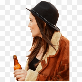 Girl Wearing Overalls And Smiling While Holding A Beer - Girl, HD Png Download