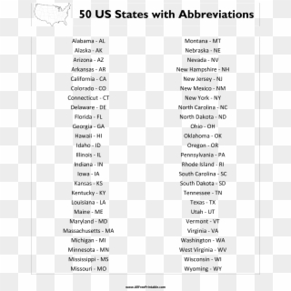 50 States In Alphabetical Order Numbered, HD Png Download