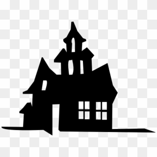 Haunted House Silhouette Stencil - Silhouette Haunted House Clipart, HD Png Download