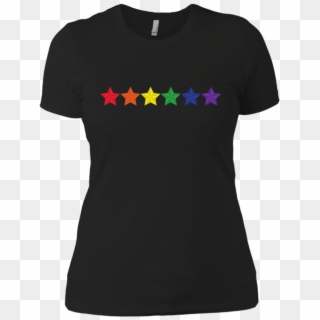 Rainbow Stars Lgbt Pride Black Tshirt For Women   Data - T-shirt, HD Png Download