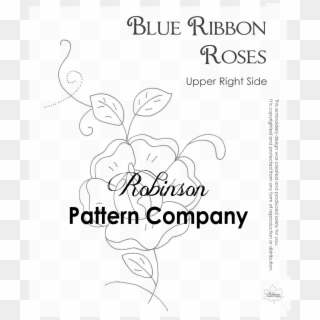Blue Ribbon Roses Hand Embroidery Pattern - Line Art, HD Png Download